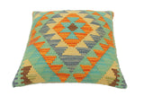 handmade Tribal Turkish Antique Rust Blue Hand-Woven SQUARE 100% WOOL pillow