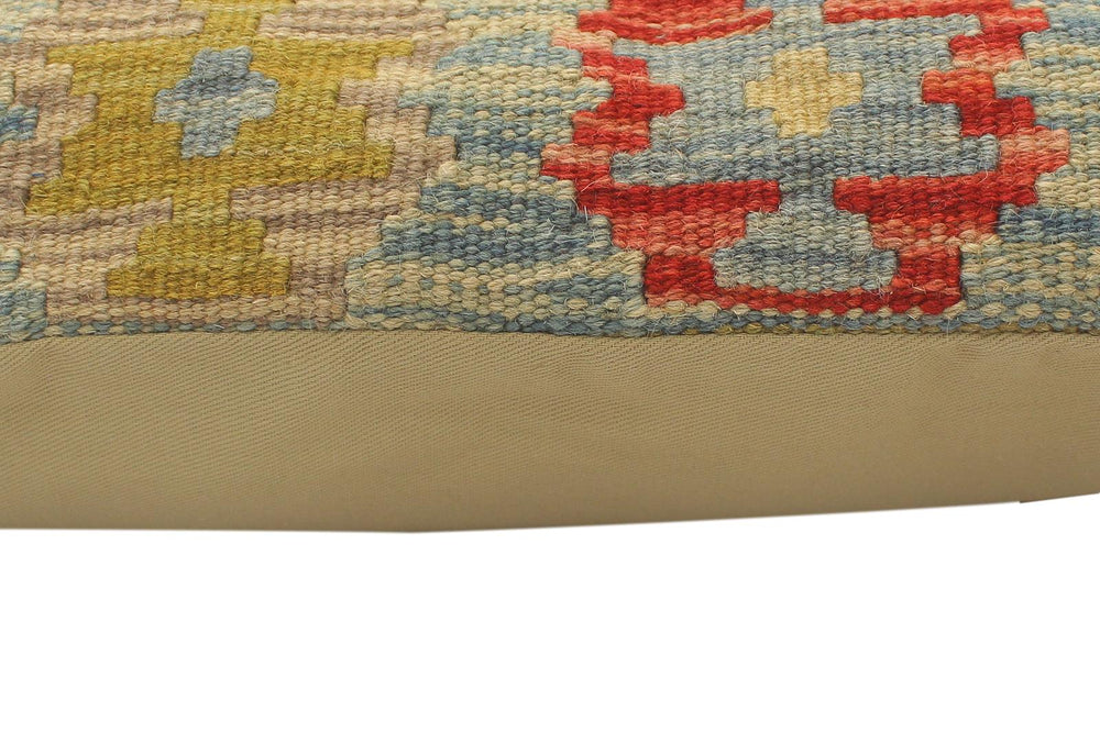 handmade Tribal Turkish Antique Blue Red Hand-Woven SQUARE 100% WOOL pillow