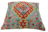 handmade Tribal Turkish Antique Blue Red Hand-Woven SQUARE 100% WOOL pillow