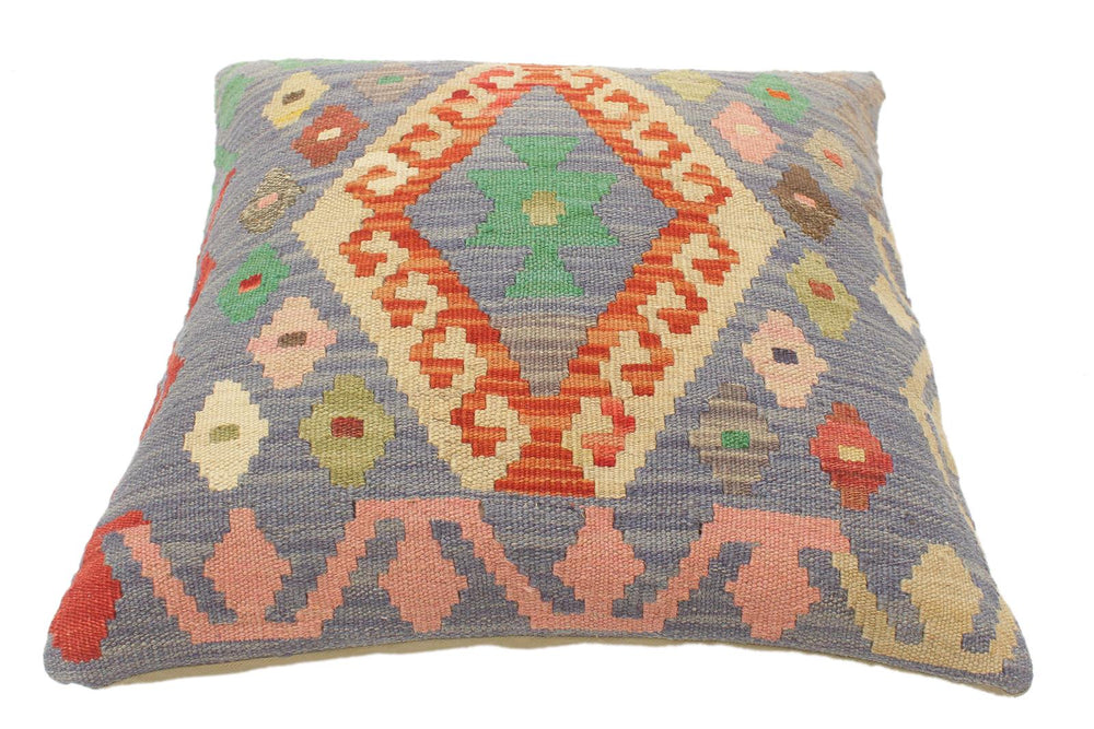 handmade Tribal Turkish Antique Blue Rust Hand-Woven SQUARE 100% WOOL pillow