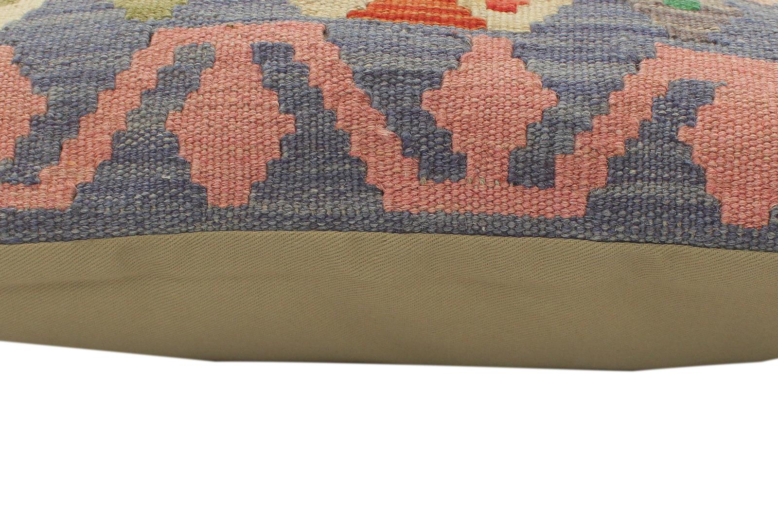 handmade Tribal Turkish Antique Blue Rust Hand-Woven SQUARE 100% WOOL pillow