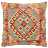handmade Tribal Turkish Antique Red Blue Hand-Woven SQUARE 100% WOOL pillow