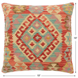 handmade Tribal Turkish Antique Red Blue Hand-Woven SQUARE 100% WOOL pillow