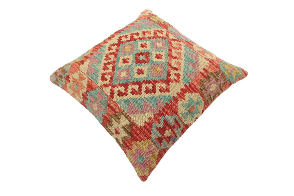 handmade Tribal Turkish Antique Red Blue Hand-Woven SQUARE 100% WOOL pillow