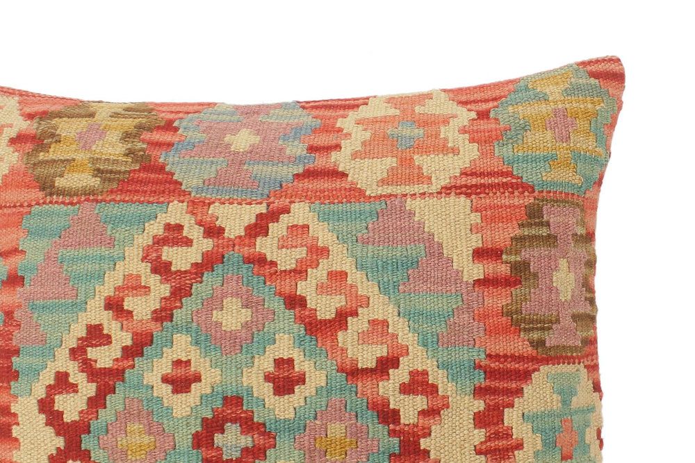 handmade Tribal Turkish Antique Red Blue Hand-Woven SQUARE 100% WOOL pillow