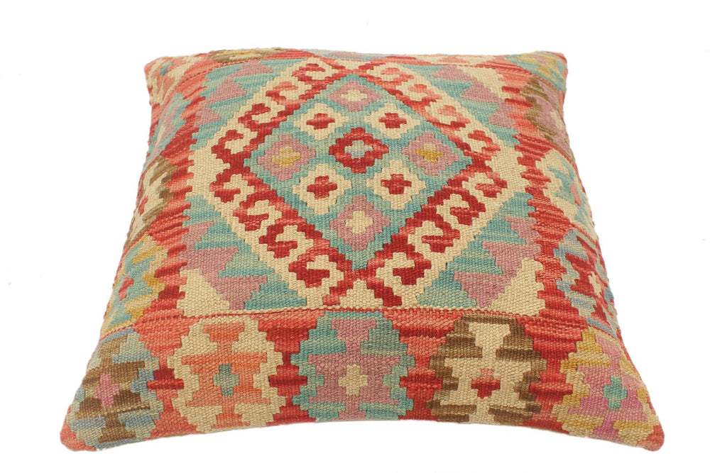 handmade Tribal Turkish Antique Red Blue Hand-Woven SQUARE 100% WOOL pillow