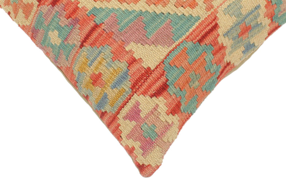 handmade Tribal Turkish Antique Red Blue Hand-Woven SQUARE 100% WOOL pillow