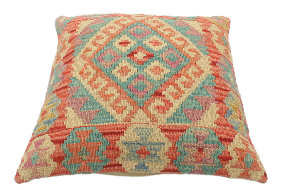 handmade Tribal Turkish Antique Red Blue Hand-Woven SQUARE 100% WOOL pillow
