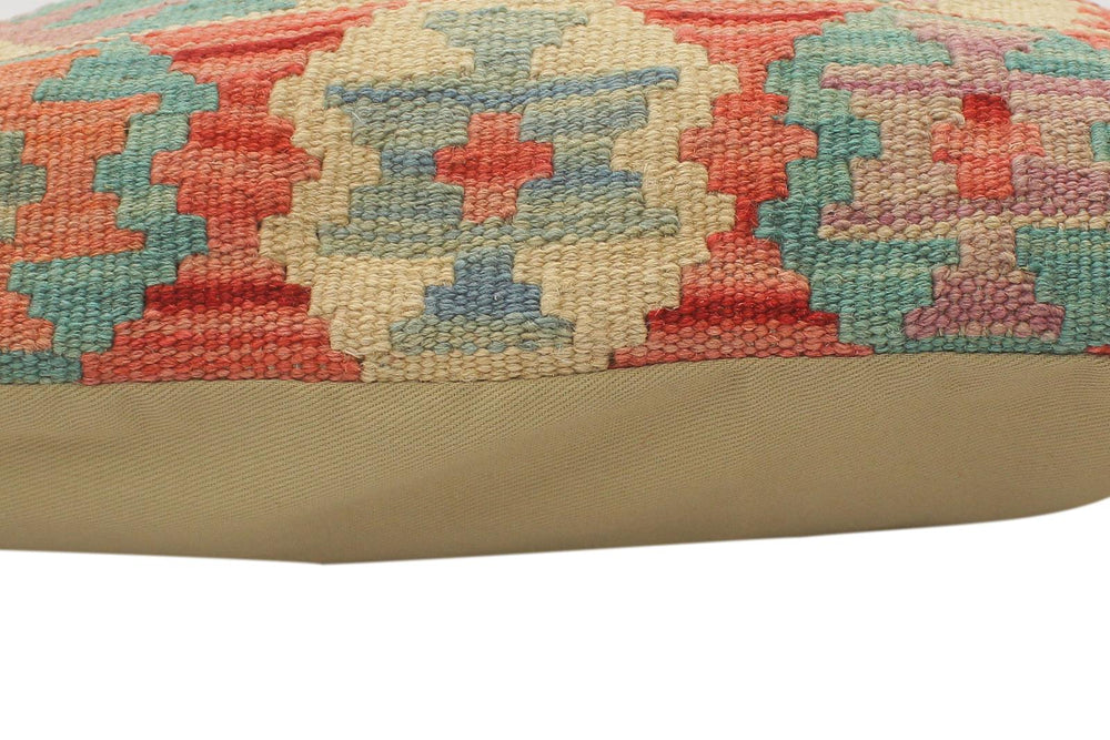 handmade Tribal Turkish Antique Red Blue Hand-Woven SQUARE 100% WOOL pillow