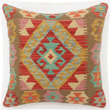 handmade Tribal Turkish Antique Red Blue Hand-Woven SQUARE 100% WOOL pillow