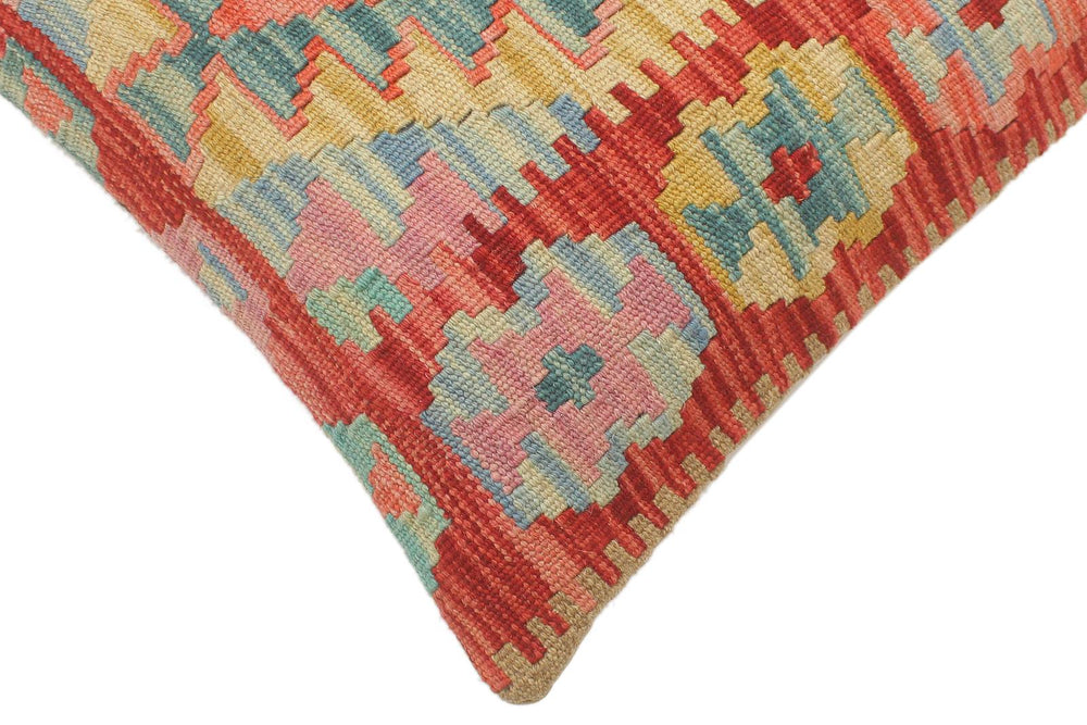 handmade Tribal Turkish Antique Red Blue Hand-Woven SQUARE 100% WOOL pillow