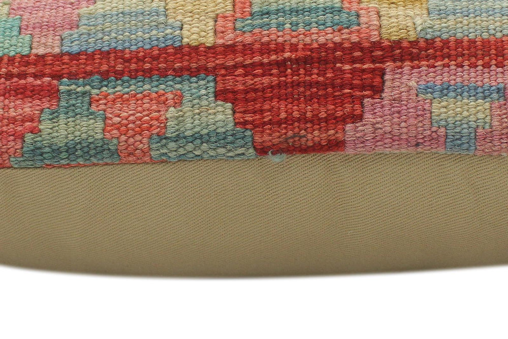 handmade Tribal Turkish Antique Red Blue Hand-Woven SQUARE 100% WOOL pillow