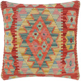 handmade Tribal Turkish Antique Red Blue Hand-Woven SQUARE 100% WOOL pillow