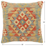 handmade Tribal Turkish Antique Rust Blue Hand-Woven SQUARE 100% WOOL pillow