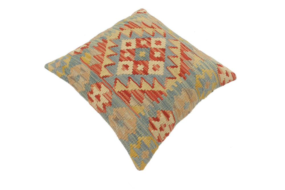 handmade Tribal Turkish Antique Rust Blue Hand-Woven SQUARE 100% WOOL pillow