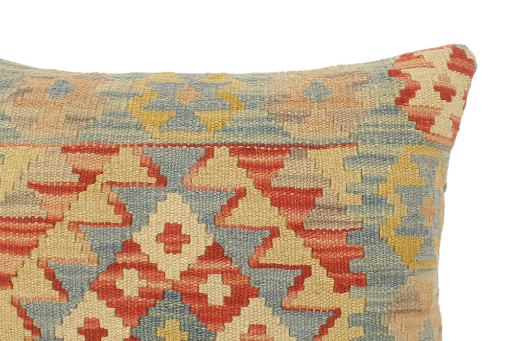 handmade Tribal Turkish Antique Rust Blue Hand-Woven SQUARE 100% WOOL pillow