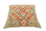 handmade Tribal Turkish Antique Rust Blue Hand-Woven SQUARE 100% WOOL pillow
