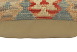 handmade Tribal Turkish Antique Rust Blue Hand-Woven SQUARE 100% WOOL pillow