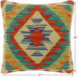 handmade Tribal Turkish Antique Rust Blue Hand-Woven SQUARE 100% WOOL pillow