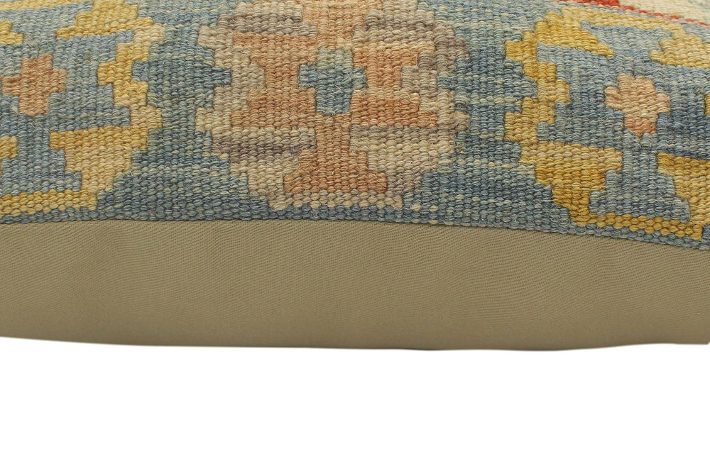 handmade Tribal Turkish Antique Rust Blue Hand-Woven SQUARE 100% WOOL pillow