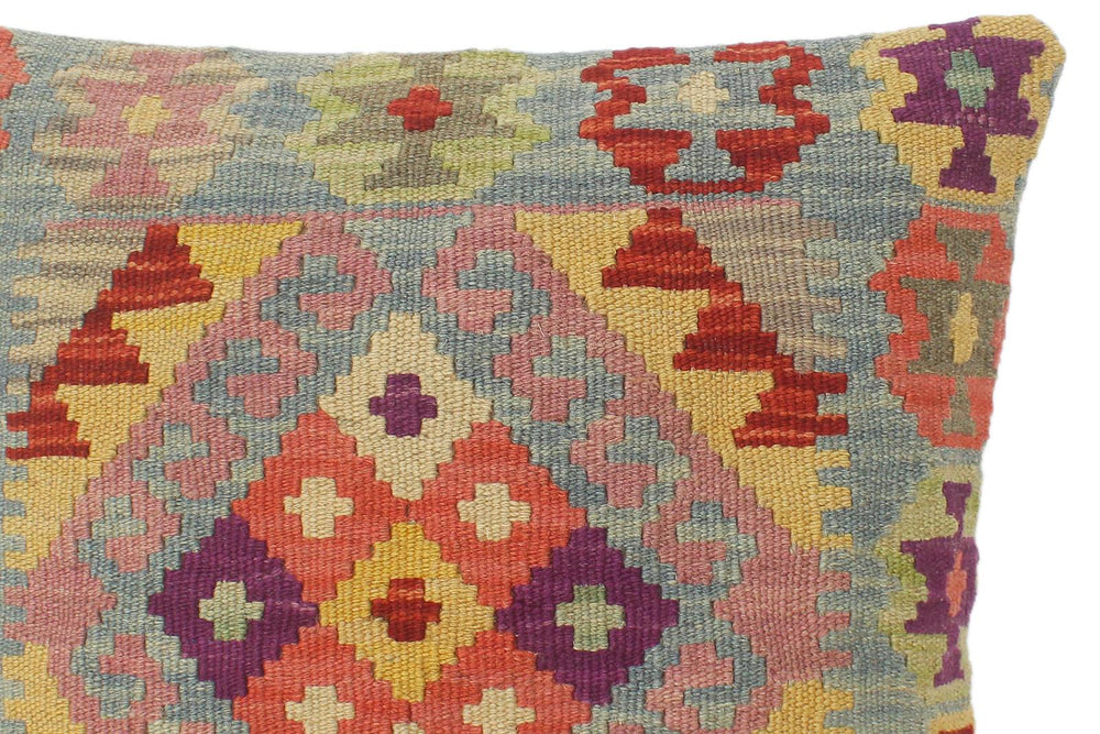 handmade Tribal Turkish Antique Rust Blue Hand-Woven SQUARE 100% WOOL pillow