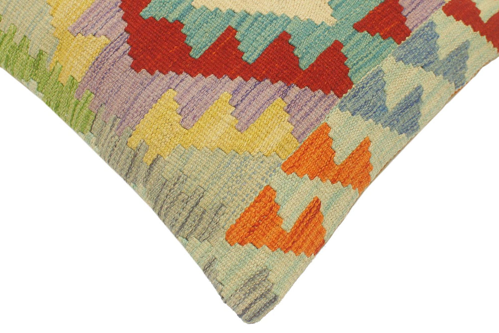 handmade Tribal Turkish Antique Rust Blue Hand-Woven SQUARE 100% WOOL pillow