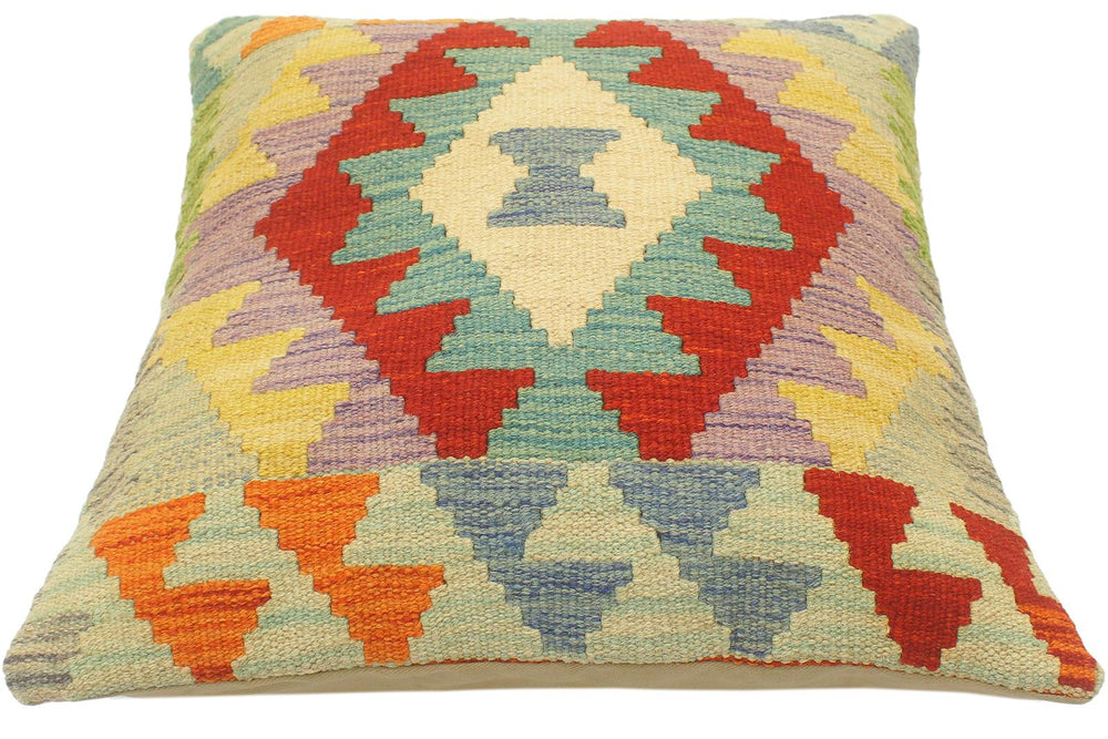 handmade Tribal Turkish Antique Rust Blue Hand-Woven SQUARE 100% WOOL pillow