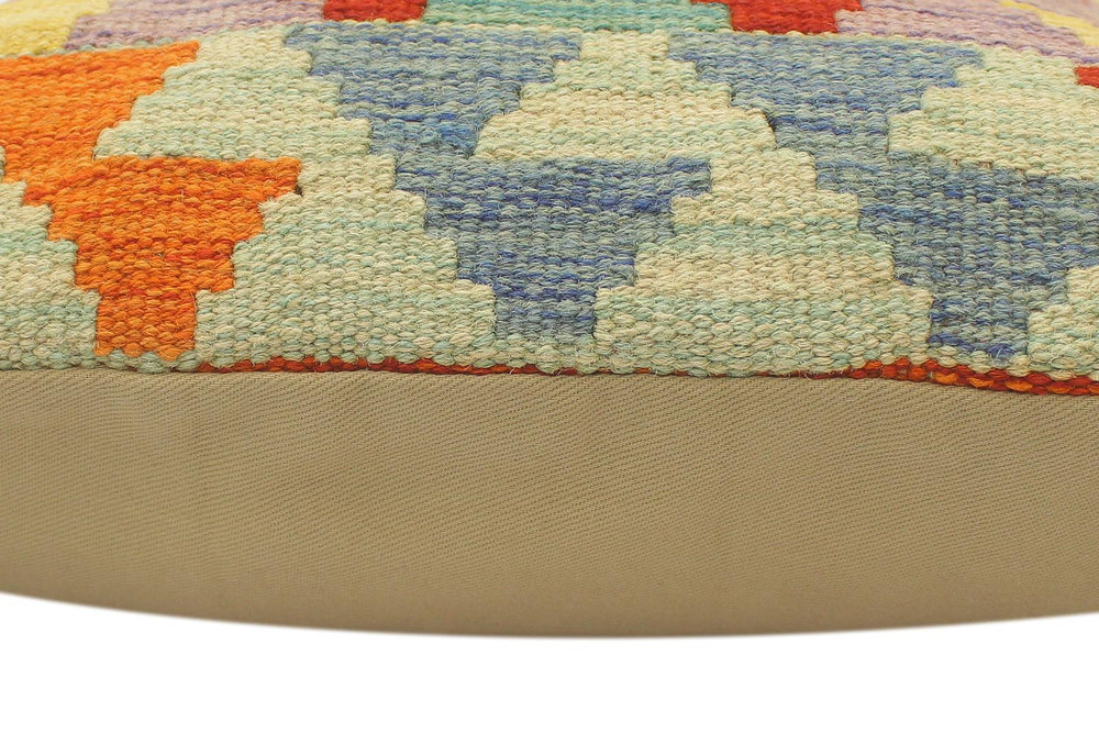 handmade Tribal Turkish Antique Rust Blue Hand-Woven SQUARE 100% WOOL pillow