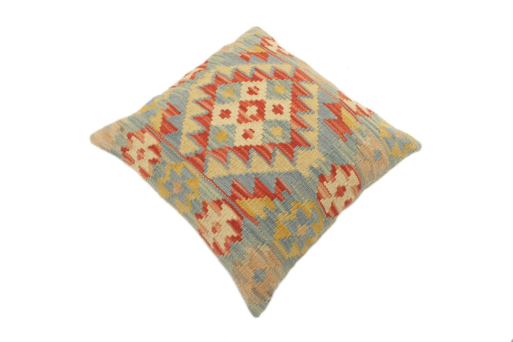 handmade Tribal Turkish Antique Rust Blue Hand-Woven SQUARE 100% WOOL pillow