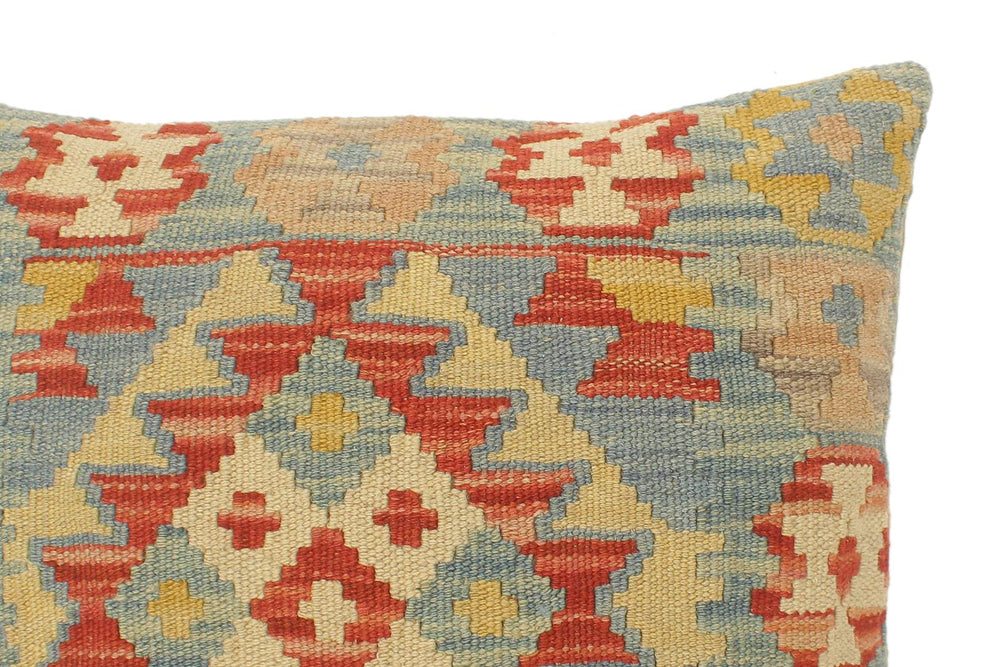 handmade Tribal Turkish Antique Rust Blue Hand-Woven SQUARE 100% WOOL pillow