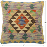 handmade Tribal Turkish Antique Rust Blue Hand-Woven SQUARE 100% WOOL pillow