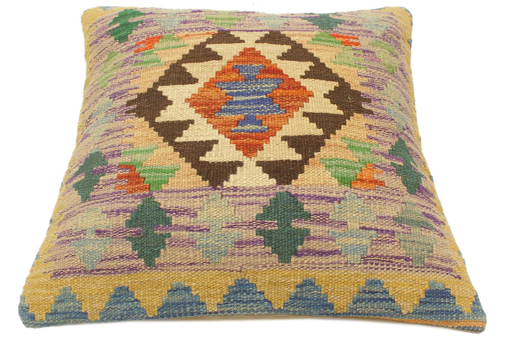 handmade Tribal Turkish Antique Rust Blue Hand-Woven SQUARE 100% WOOL pillow