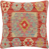 handmade Tribal Turkish Antique Red Blue Hand-Woven SQUARE 100% WOOL pillow