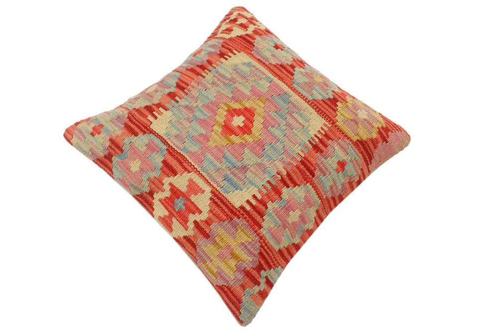 handmade Tribal Turkish Antique Red Blue Hand-Woven SQUARE 100% WOOL pillow