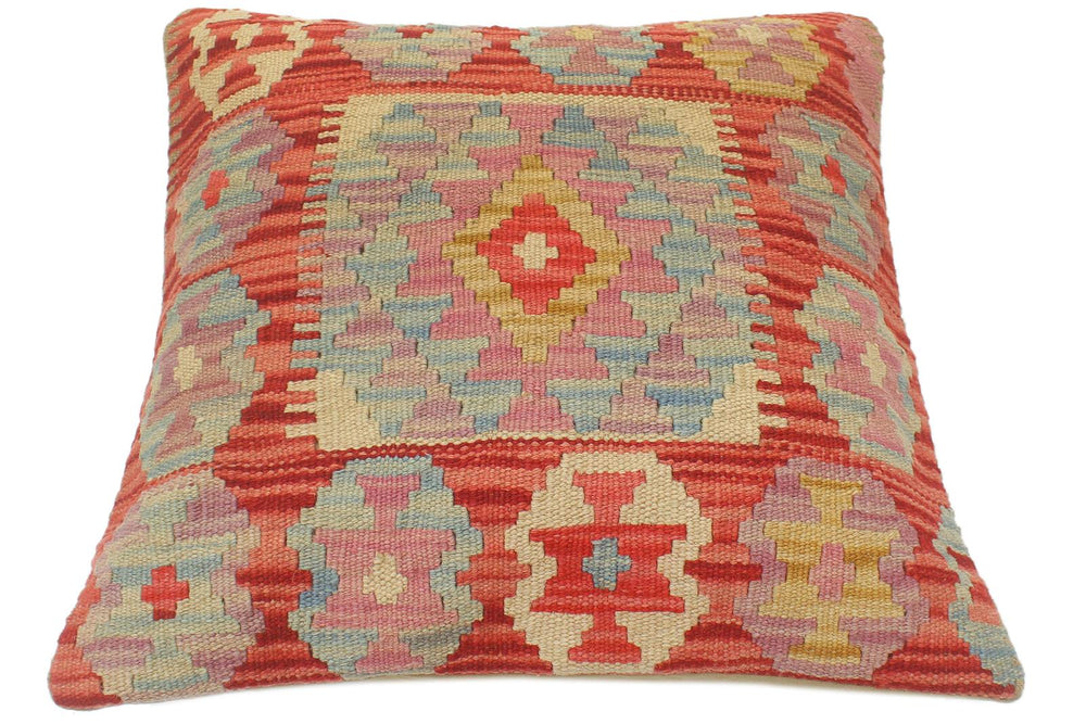 handmade Tribal Turkish Antique Red Blue Hand-Woven SQUARE 100% WOOL pillow