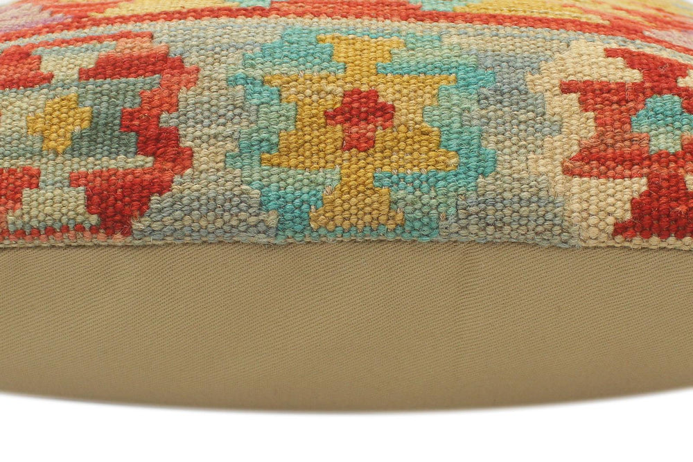 handmade Tribal Turkish Antique Rust Blue Hand-Woven SQUARE 100% WOOL pillow