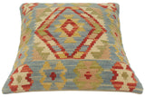 handmade Tribal Turkish Antique Blue Rust Hand-Woven SQUARE 100% WOOL pillow