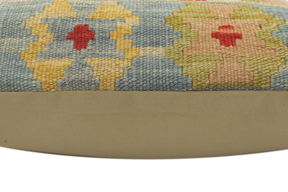 handmade Tribal Turkish Antique Blue Rust Hand-Woven SQUARE 100% WOOL pillow