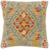 handmade Tribal Turkish Antique Blue Red Hand-Woven SQUARE 100% WOOL pillow