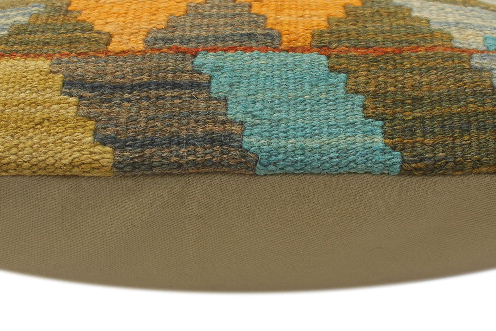 handmade Tribal Turkish Antique Rust Blue Hand-Woven SQUARE 100% WOOL pillow