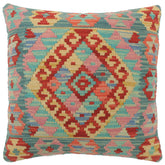 handmade Tribal Turkish Antique Red Blue Hand-Woven SQUARE 100% WOOL pillow