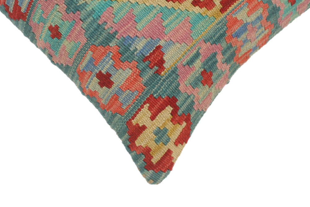 handmade Tribal Turkish Antique Red Blue Hand-Woven SQUARE 100% WOOL pillow