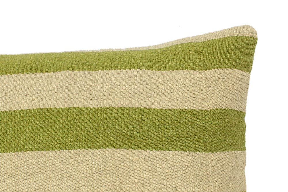 handmade Modern Beige Green Hand-Woven SQUARE 100% WOOL Pillow