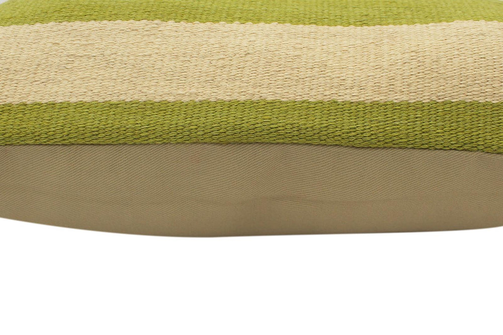 handmade Modern Beige Green Hand-Woven SQUARE 100% WOOL Pillow