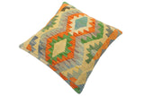 handmade Tribal Turkish Antique Rust Blue Hand-Woven SQUARE 100% WOOL pillow