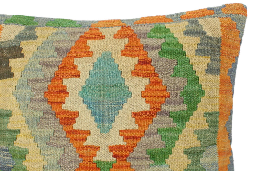 handmade Tribal Turkish Antique Rust Blue Hand-Woven SQUARE 100% WOOL pillow