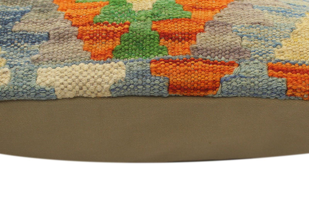 handmade Tribal Turkish Antique Rust Blue Hand-Woven SQUARE 100% WOOL pillow