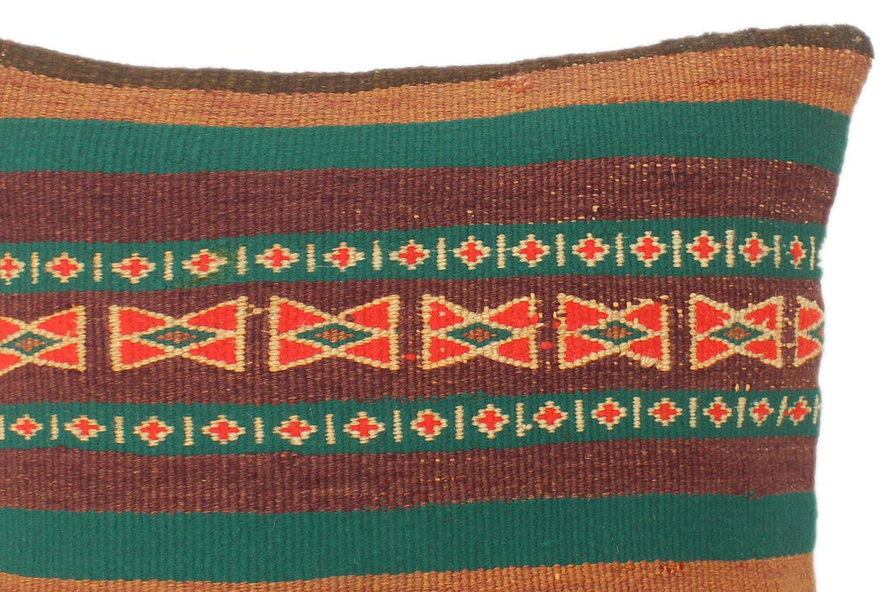 handmade Tribal Turkish Antique Brown Rust Hand-Woven SQUARE 100% WOOL pillow