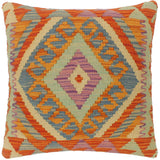 handmade Tribal Turkish Antique Rust Blue Hand-Woven SQUARE 100% WOOL pillow