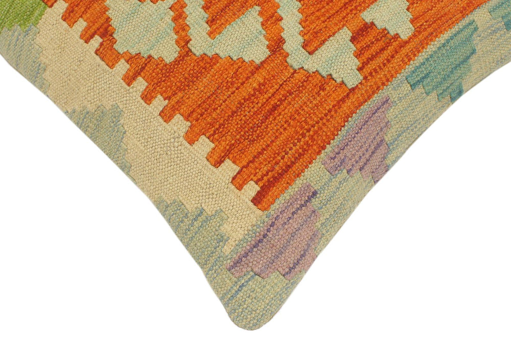 handmade Tribal Turkish Antique Rust Blue Hand-Woven SQUARE 100% WOOL pillow